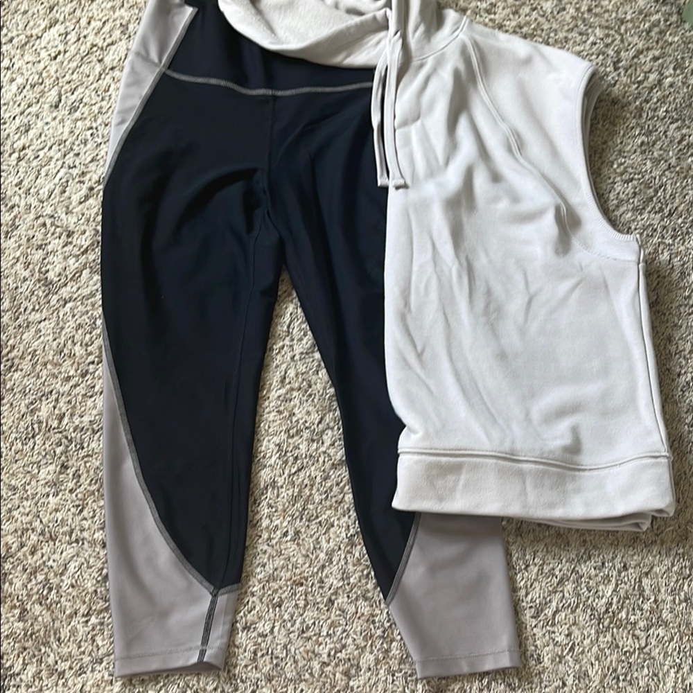 Black and tan leggings and top size large in both new never worn
